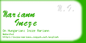 mariann incze business card